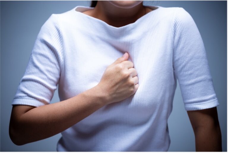 a woman in a white shirt
