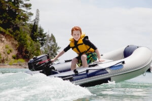 a boy in a boat