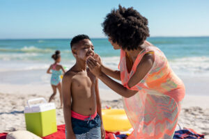 applying sunscreen