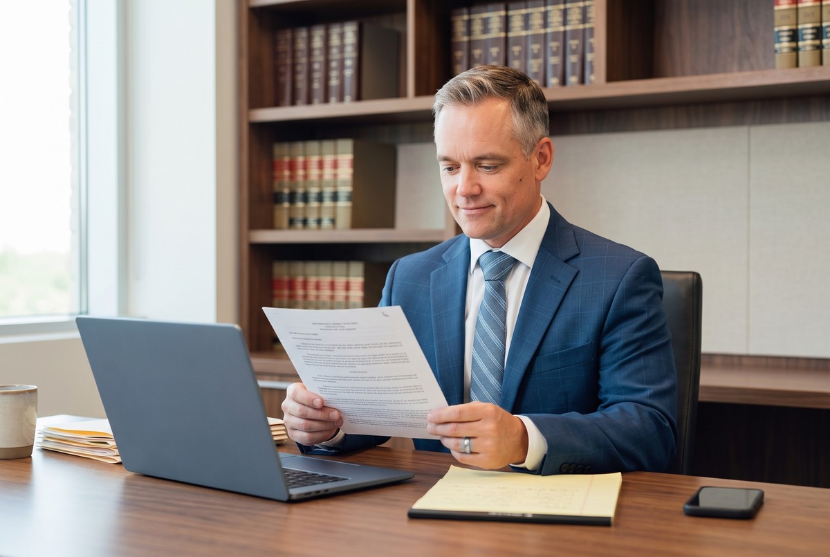 Attorney Scott Snellings reviewing rideshare accident case documents at a desk, rideshare accident lawyer Frisco TX serving injured passengers and drivers.
